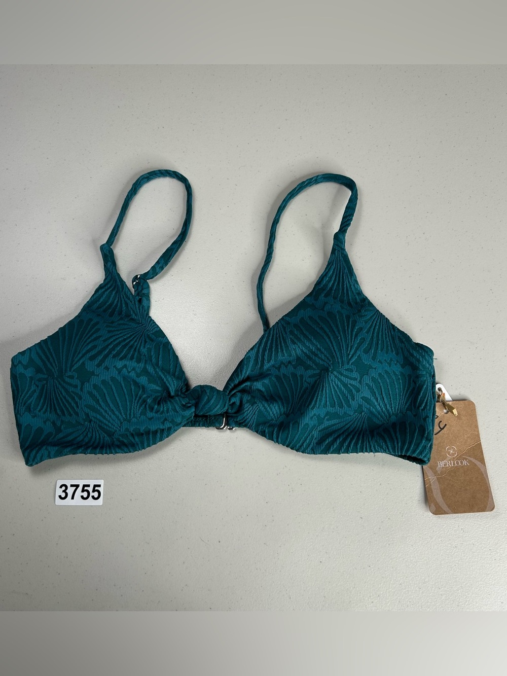 Berlook Large Dark Green Jacquard Bikini Top New